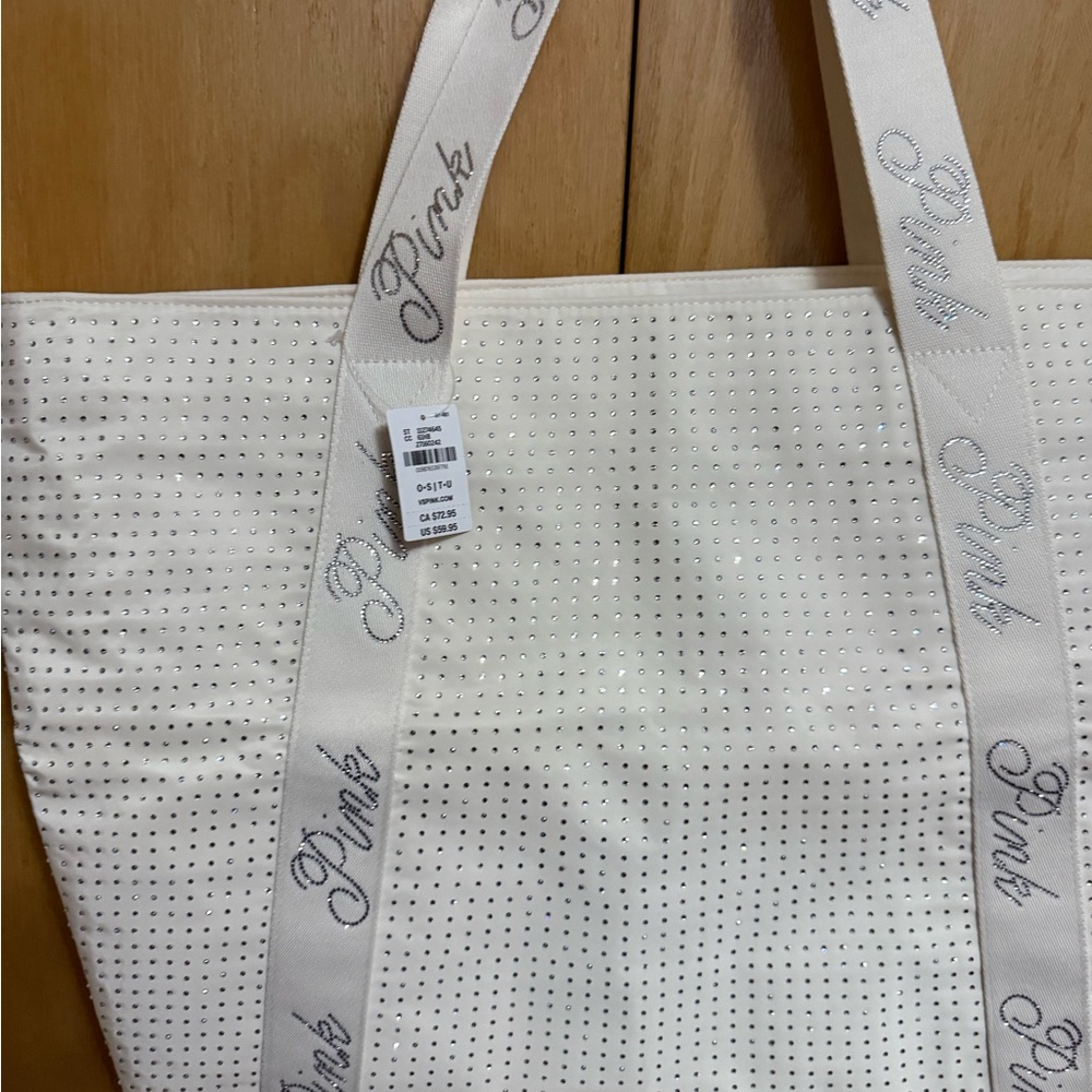 PINK Victoria's Secret Cream Tote with Logo Straps